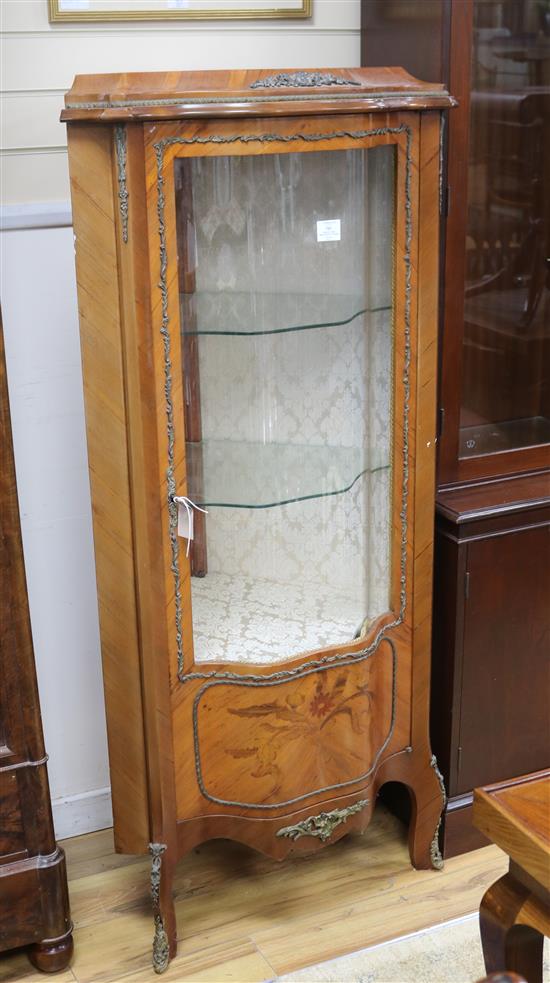 A walnut and marquetry vitrine W.75cm